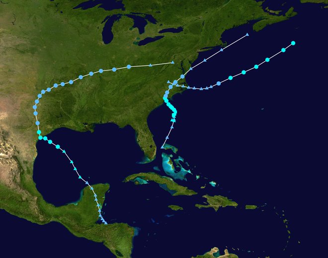 Spuren von tropischen Zyklonen im Atlantik im Jahr 2015