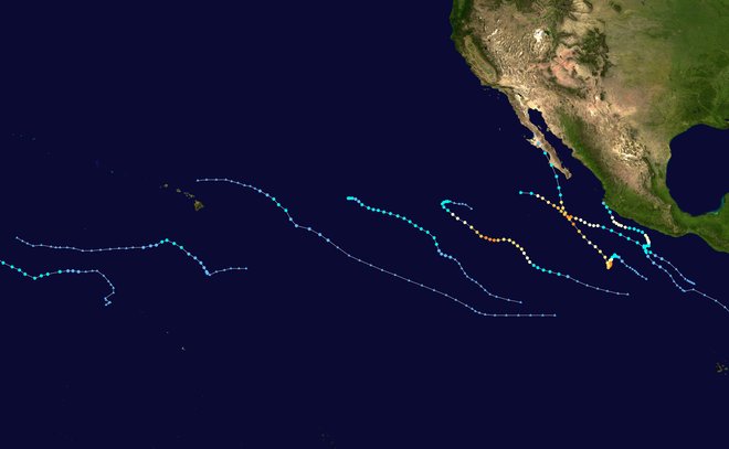 Spuren von tropischen Zyklonen im Pazifik im Jahr 2015