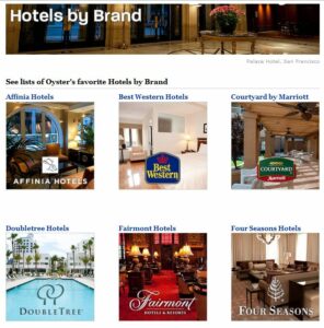 Oyster's new brand pages allow you to browse hotels by your favorite hotel chains.