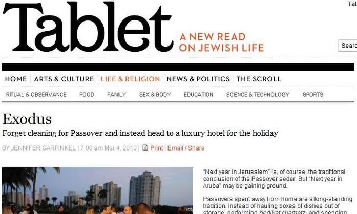 We teamed up with online magazine Tablet to tell their readers about hotels hosting Passover vacations.