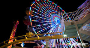 The solar-powered Ferris Wheel at the Santa Monica Pier in Los Angeles