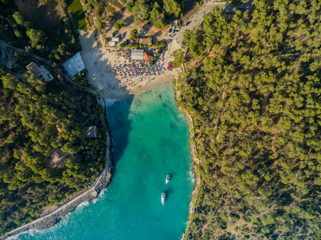 Cala Mondragó beach from above in Mallorca