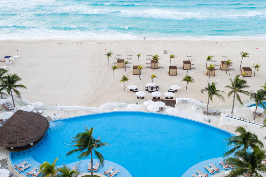 Le Blanc Spa Resort Cancun aerial pool and beach view