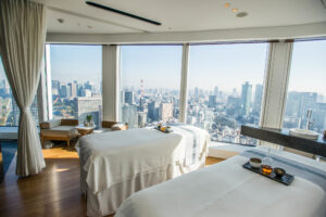 View from Andaz Tokyo Toranomon Hills spa, Tokyo, Japan.