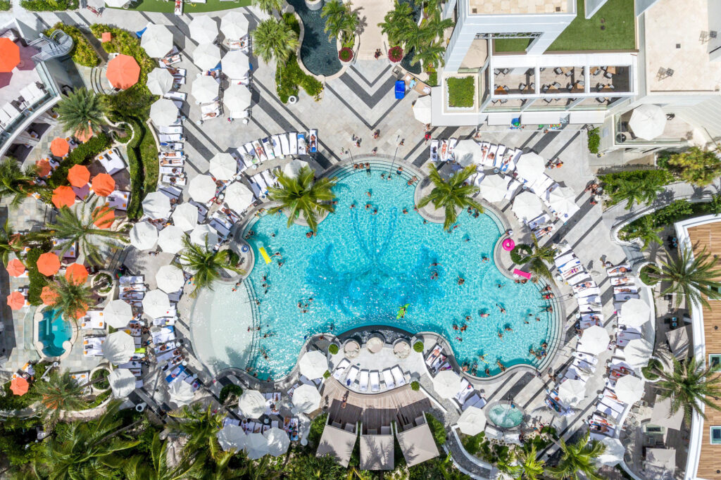 Aerial Photography of pool at the Loews Miami Beach Hotel