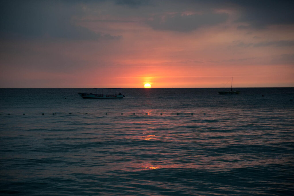 Sunset over the ocean in Jamaica