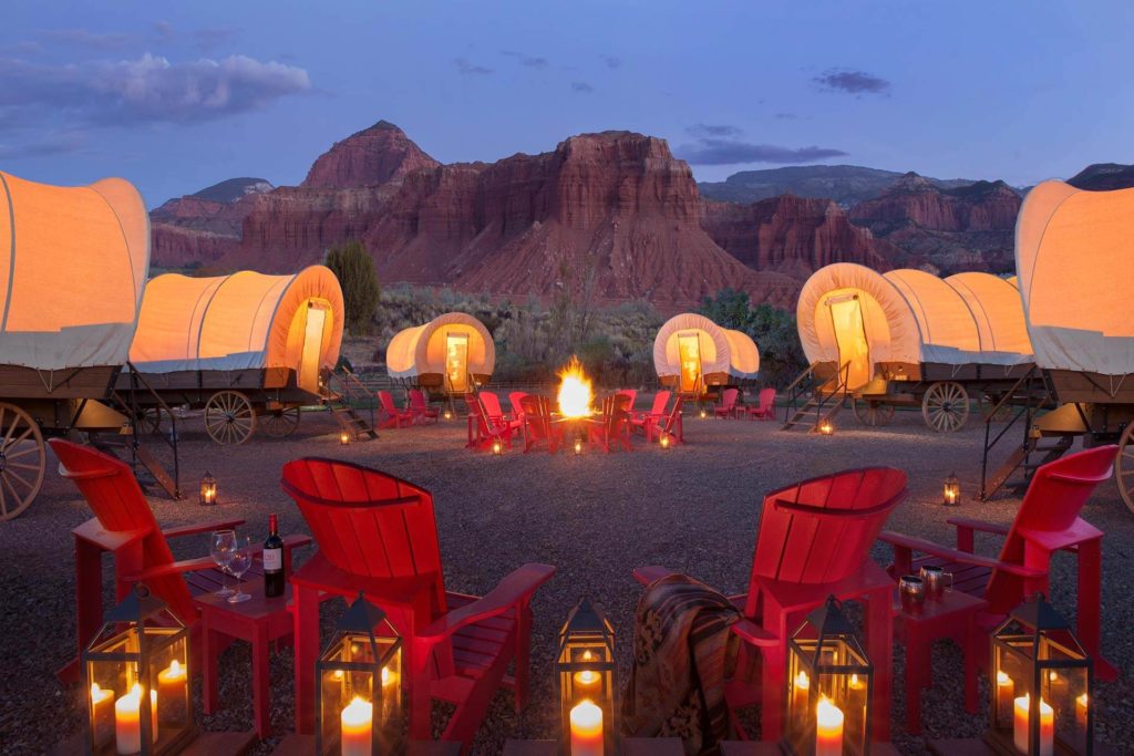 Conestoga wagons at Capitol Reef Resort