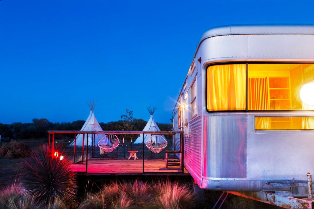 Glamping tents at El Cosmico