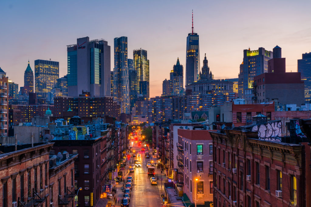 New York City seen at dusk