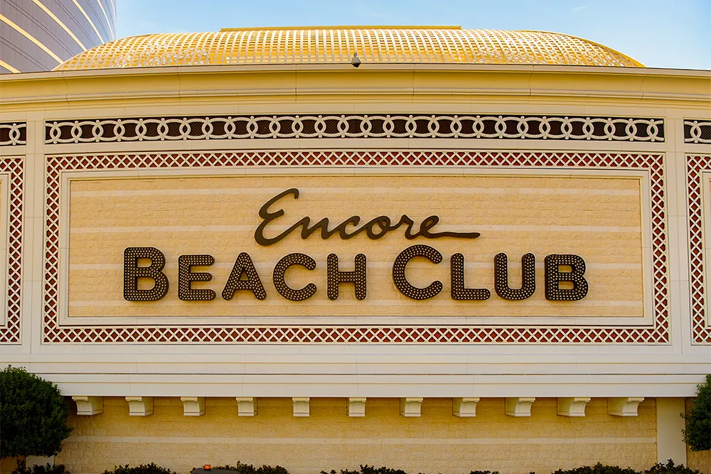 LAS VEGAS, USA - SEP 21, 2017: Beach club of the Encore Hotel and Casino, Las Vegas Strip in Paradise, Nevada, United States 